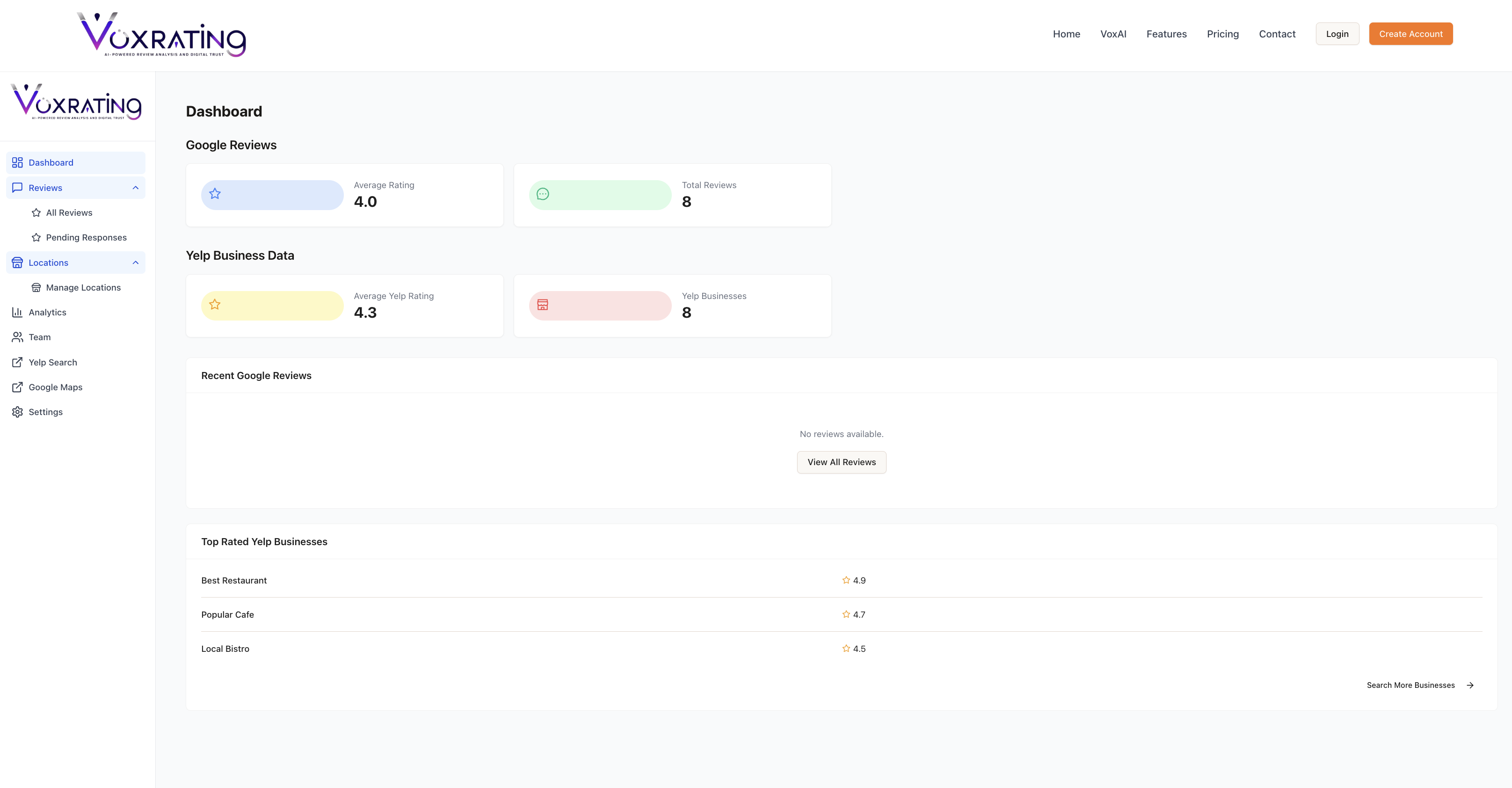 Analytics Dashboard with Review Data